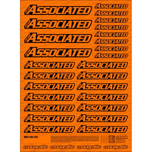 MFX-TAE-F01O - sticker Team Associated FLUO ORANGE