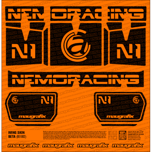 MFX-WIN-006 - Autocollant Aileron AGAMA N1 Factory FLUO ORANGE